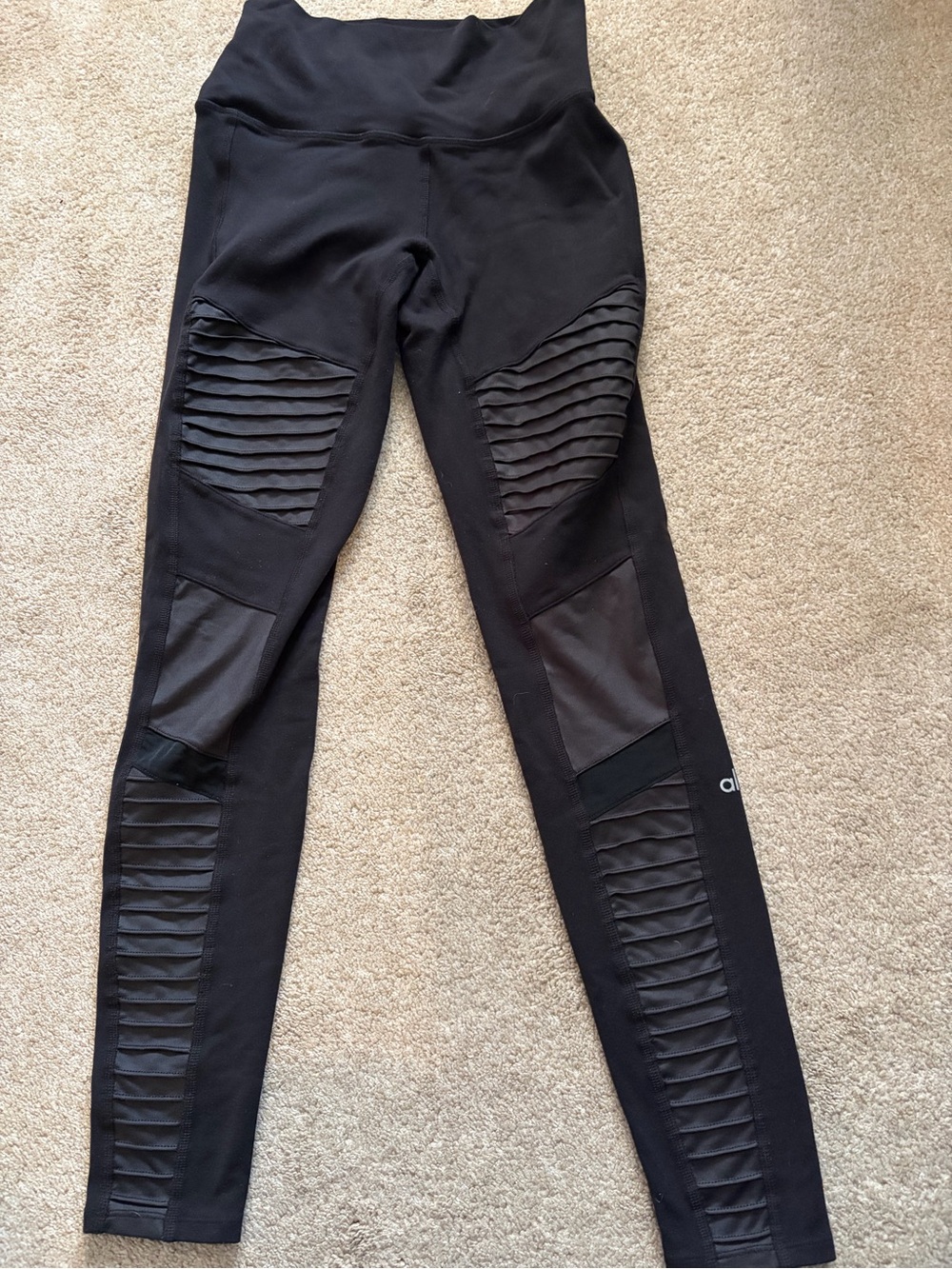 Alo Yoga Black Moto Leggings Mid-Rise 7/8 Length Size Small